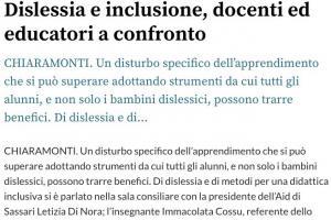 Confronto per dislessia e inclusione con la presidente dell'aid di Sassari della Scuola Pitagora